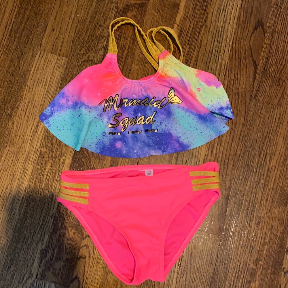 Girls two piece bathing suit.